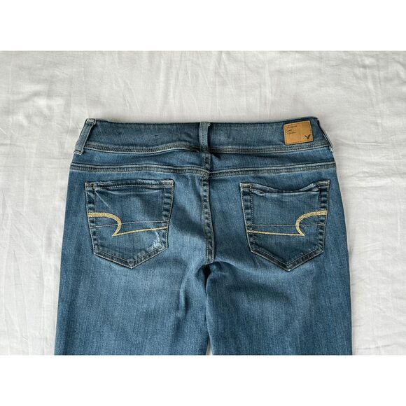 Women's American Eagle Stretch Bootcut, Ripped Jeans, Size 8, Medium Wash, - Picture 5 of 8